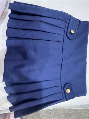 Polo by Ralph Lauren Navy Pleated Mini Skirt with Gold Buttons